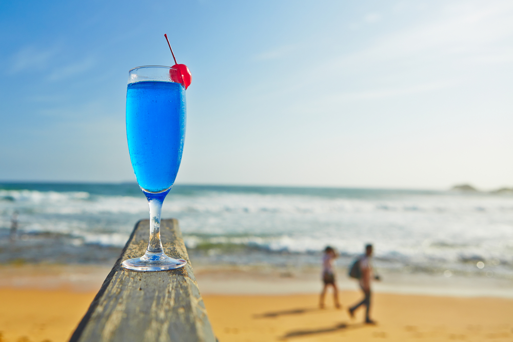 Blue lagoon drink on the beach, Sri Lanka