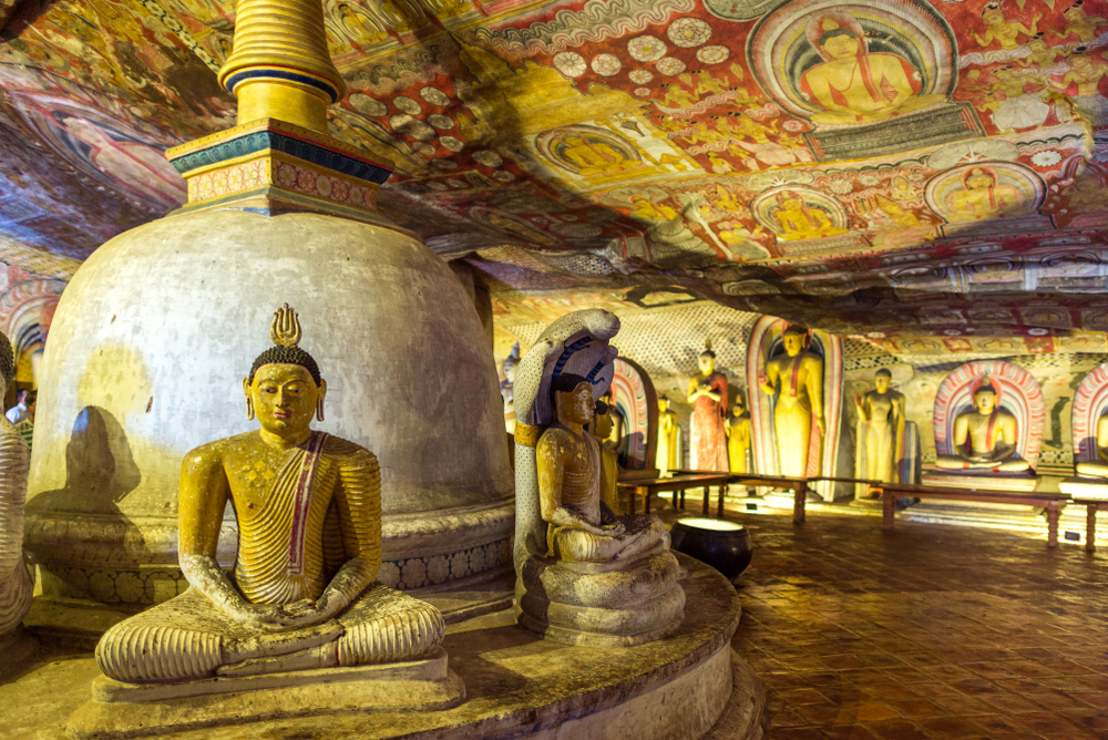 The Dambulla Cave Temple is the largest cave temple in Sri Lanka.